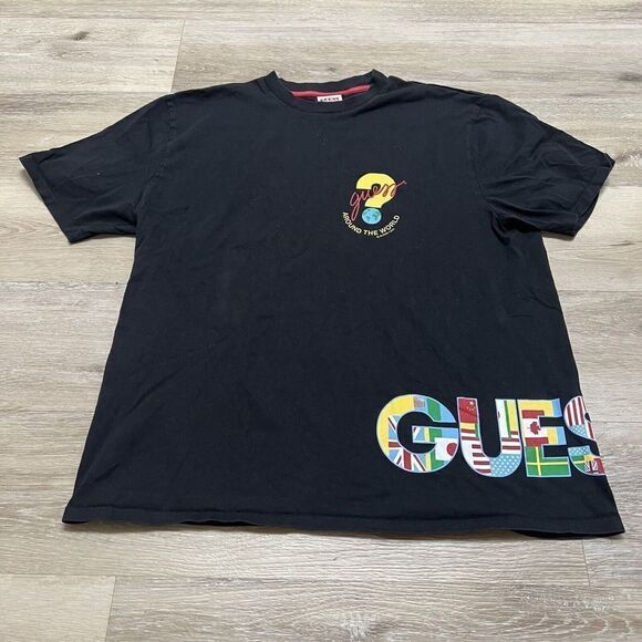 Guess Georges Marciano Vintage T-shirt Large Around The World Made In USA 1989 - Picture 1 of 8